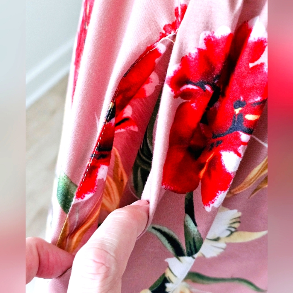 Ouges Floral Wrap-Look, Pink/Red/Green/White Dres… - image 6